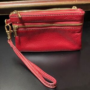 Vintage Celsius Red Leather Wristlet